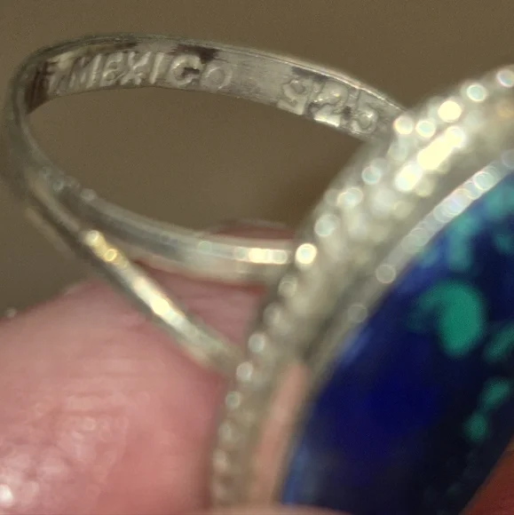 Vintage Sterling Silver Azurite Southwest Ring - Picture 5 of 6